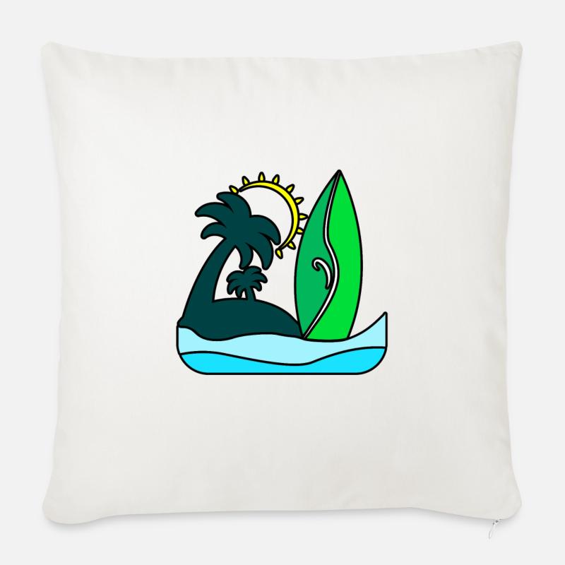 Plage cadeau idée de plage été - Coussin et housse de 45 x 45 cm - blanc nature