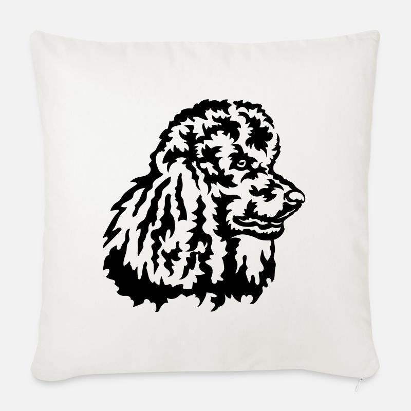 Big Poodle Head - Sofa pillow with filling 45cm x 45cm - natural white