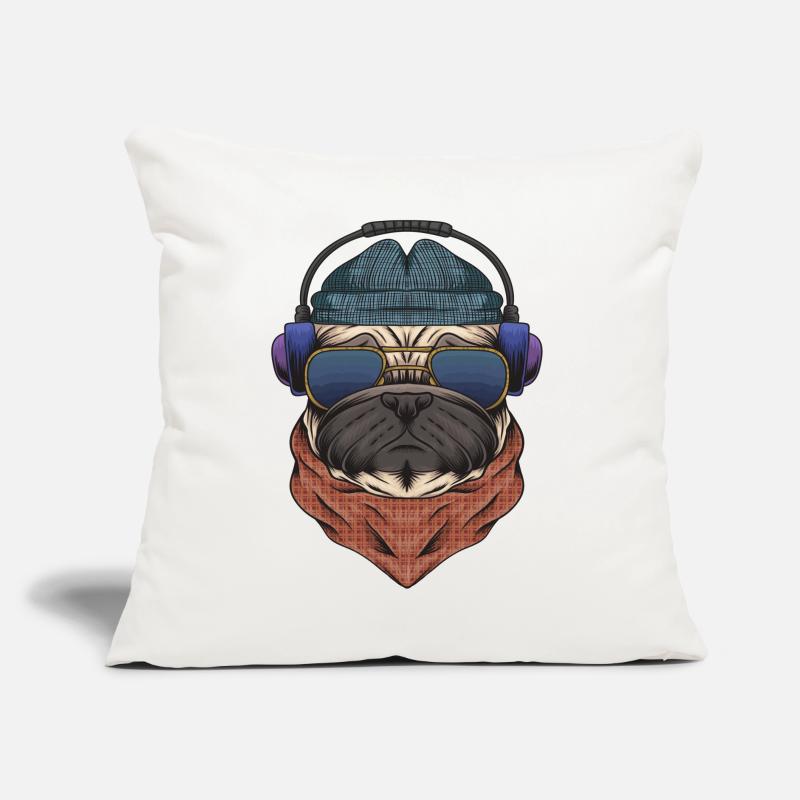 Cooler Mops DJ mit Kopfhörergeschenk für DJs oder Mops Sofakissen mit Füllung 45 x 45 cm