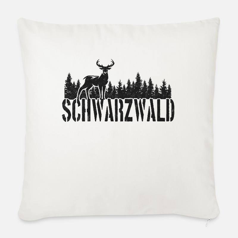 Schwarzwald Hirsch Wald - Sofakissen mit Füllung 45 x 45 cm - Naturweiß 