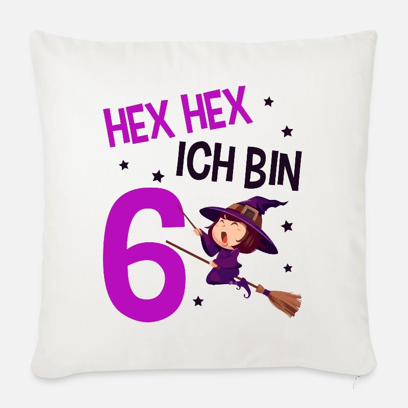 6. Geburtstag Hexe - Sofakissen mit Füllung 45 x 45 cm - Naturweiß