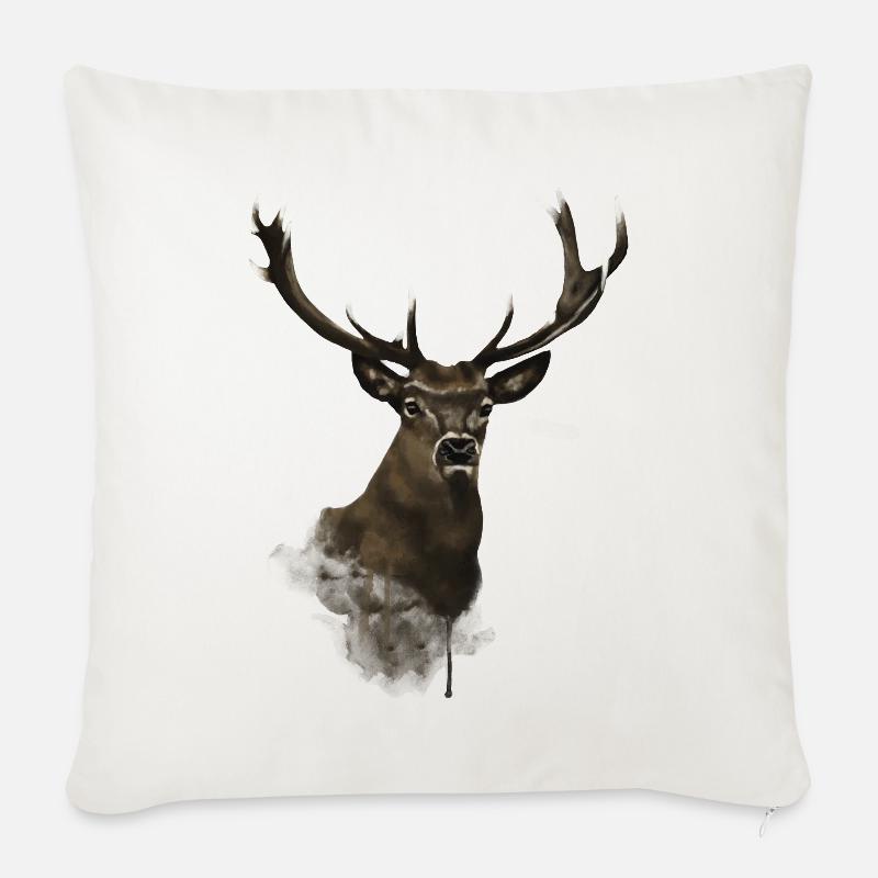 Hirsch - Sofakissen mit Füllung 45 x 45 cm - Naturweiß