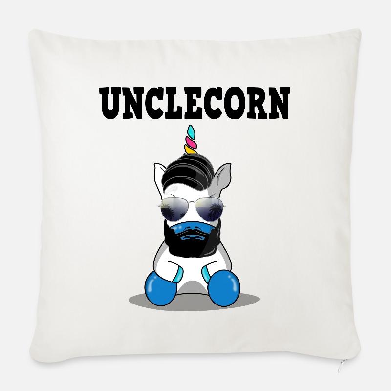 Unclecorn Uncle Unicorn Onkel Einhorn Geschenk - Sofakissen mit Füllung 45 x 45 cm - Naturweiß 