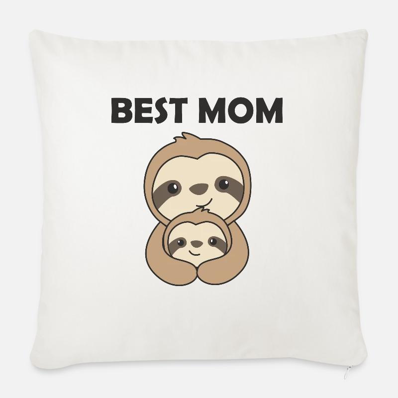 Beste Mama Faultier Mom mit Kind Mutter Muttertag - Sofakissen mit Füllung 45 x 45 cm - Naturweiß 