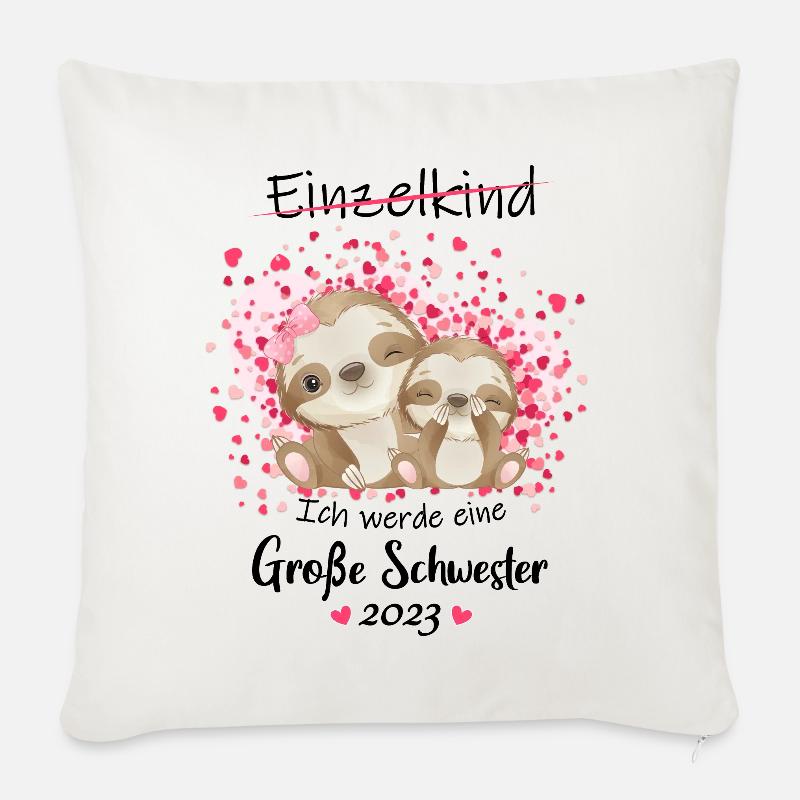 Ich Werde Eine Große Schwester 2023 - Sofakissen mit Füllung 45 x 45 cm - Naturweiß