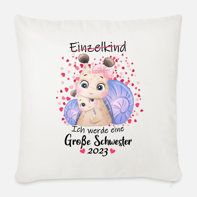 Ich Werde Eine Große Schwester 2023 - Sofakissen mit Füllung 45 x 45 cm - Naturweiß