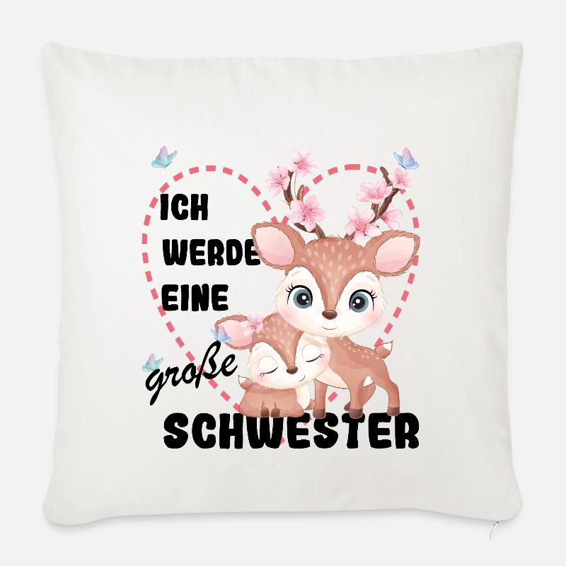 Ich Werde Eine Große Schwester 2023 - Sofakissen mit Füllung 45 x 45 cm - Naturweiß 