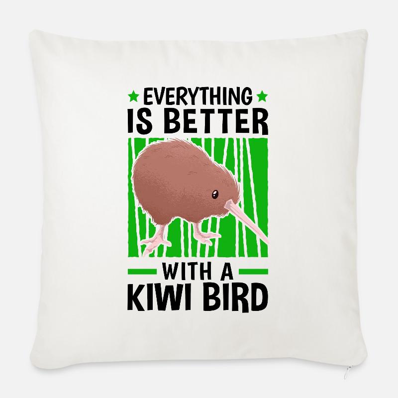 Tutto è meglio con un uccello kiwi - Cuscino da divano 45 x 45 cm con riempimento - bianco naturale