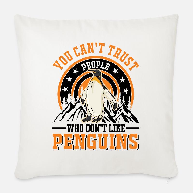 Pinguin Geschenk Penguin - Sofakissen mit Füllung 45 x 45 cm - Naturweiß 