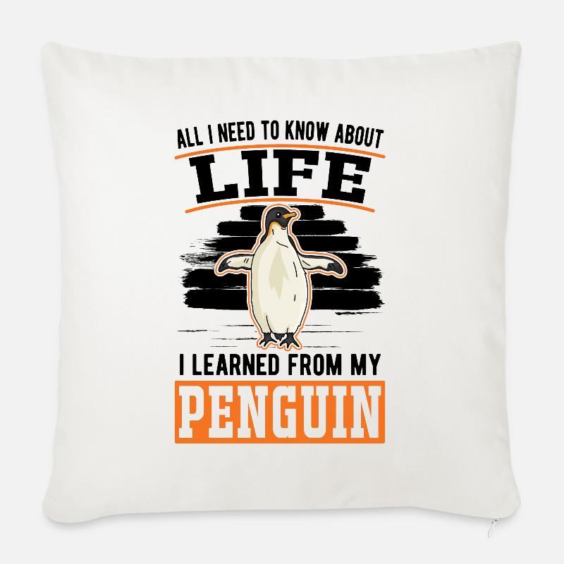 Pinguin Geschenk Penguin - Sofakissen mit Füllung 45 x 45 cm - Naturweiß 