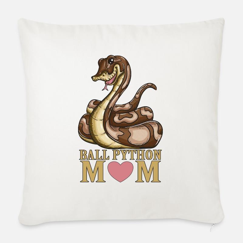 Serpent Amant Serpent Reptile Ball Python Maman - Coussin et housse de 45 x 45 cm - blanc nature