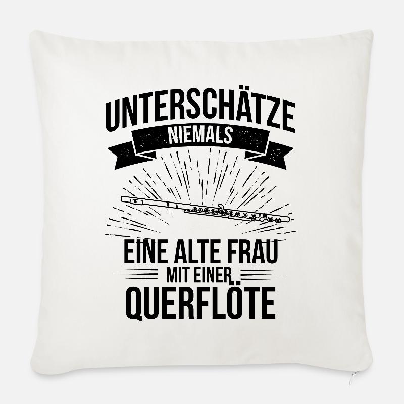 Querflöte Querflötenspieler Querflötist - Sofakissen mit Füllung 45 x 45 cm - Naturweiß 