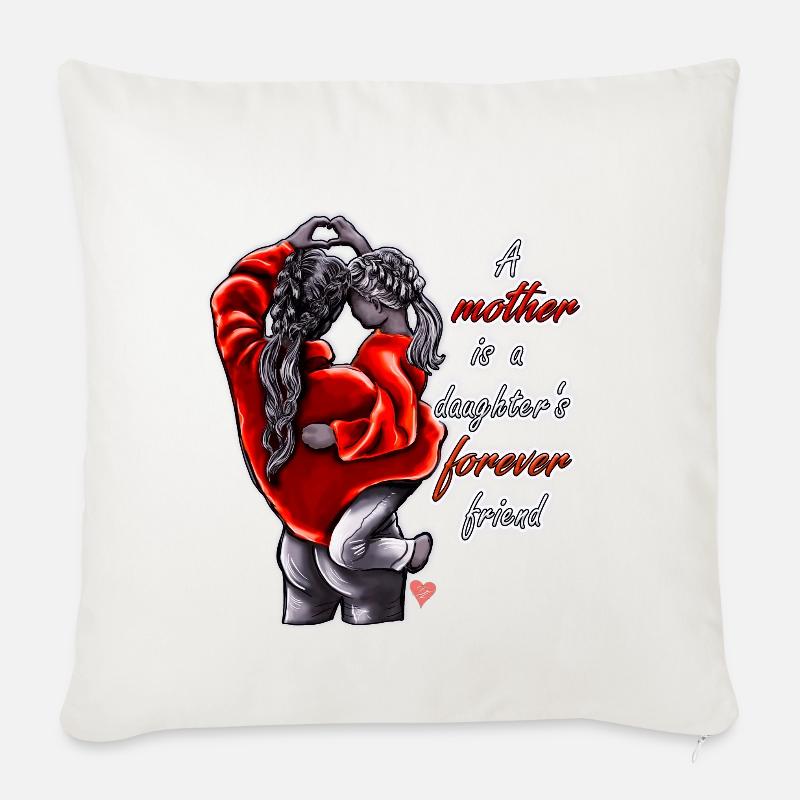 Mutter Tochter Spruch mit Illustration - Sofakissen mit Füllung 45 x 45 cm - Naturweiß 