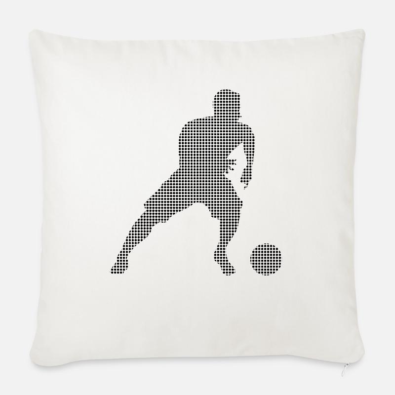 Fußball - Sofakissen mit Füllung 45 x 45 cm - Naturweiß 