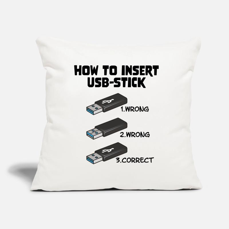How To Insert USB Stick Funny Programmer Meme Sofakissen mit Füllung 45 x 45 cm