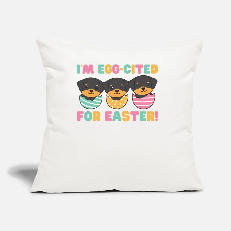 cute dogs at Easter with Easter eggs Rottweiler Sofa pillow with filling 45cm x 45cm