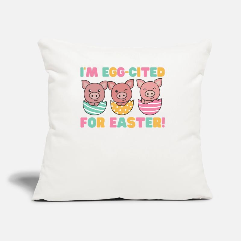 sweet pigs at Easter with Easter eggs pork Sofa pillow with filling 45cm x 45cm