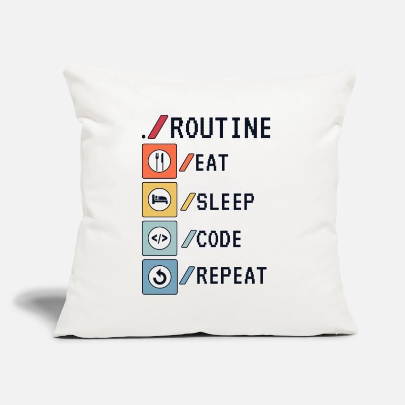 Routine Eat Sleep Code Repeat Developer Coder Coussin et housse de 45 x 45 cm