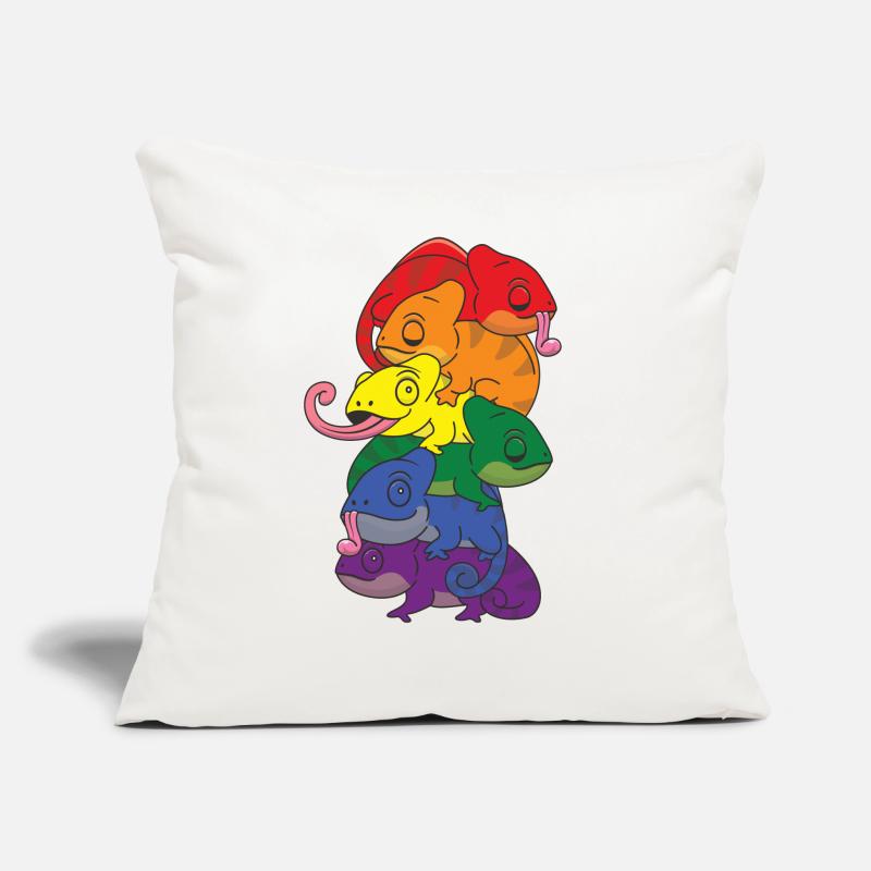 Drapeau arc-en-ciel Pride LGBTQ Mignon Caméléon Stack Coussin et housse de 45 x 45 cm
