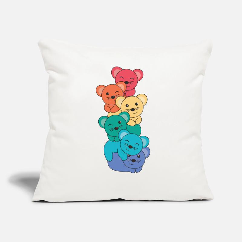 Rainbow Flag Pride LGBTQ Cute Mouse Stack Coussin et housse de 45 x 45 cm