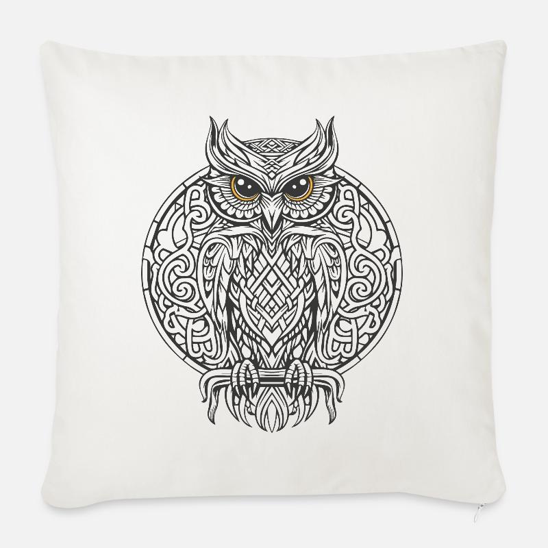 Keltische Eule - Sofakissen mit Füllung 45 x 45 cm - Naturweiß 