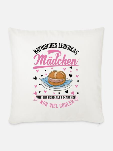 Leberkas Mädchen Leberkäse Fleischkäse - Sofakissen mit Füllung 45 x 45 cm - Naturweiß