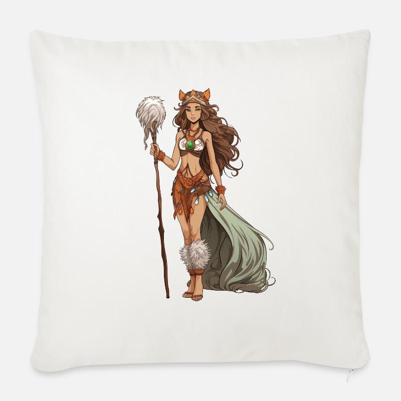 Fille druide - Coussin et housse de 45 x 45 cm - blanc nature