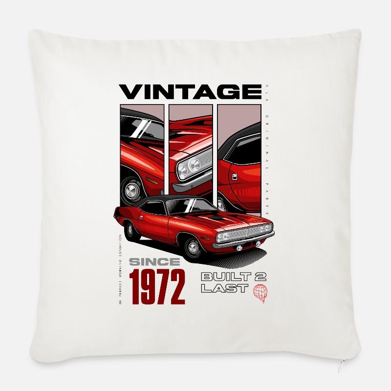 Ich bin nicht alt, ich bin ein Oldtimer, Oldtimer Jahrgang 1972 - Sofakissen mit Füllung 45 x 45 cm - Naturweiß
