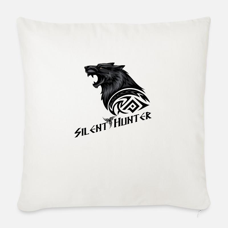 Silent Hunter: Wolf mit Stammeszeichen - Sofakissen mit Füllung 45 x 45 cm - Naturweiß 