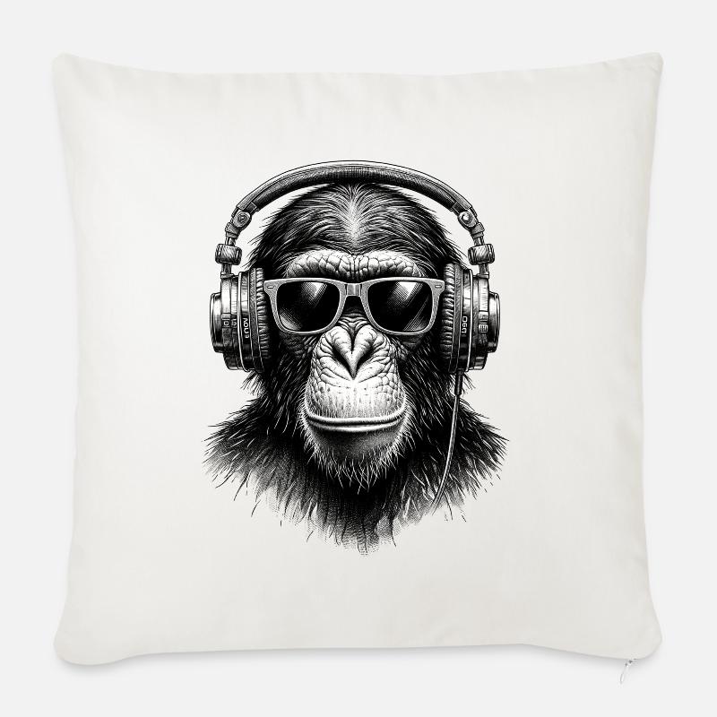 Musik Chimp - Sofakissen mit Füllung 45 x 45 cm - Naturweiß