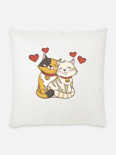 Katzenliebe - Sofakissen mit Füllung 45 x 45 cm - Naturweiß 
