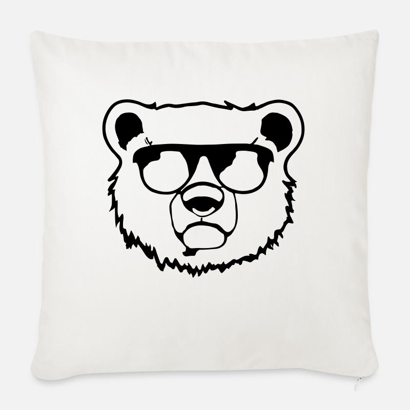 Eisbär mit Sonnenbrille Lustig Geschenkidee - Sofakissen mit Füllung 45 x 45 cm - Naturweiß 