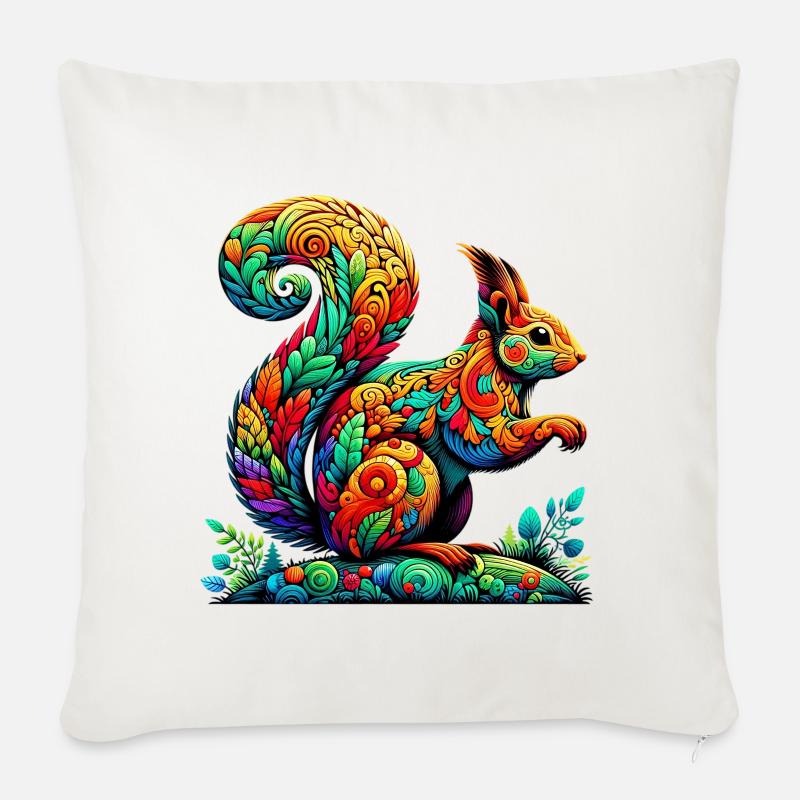 Eichhörnchen - Sofakissen mit Füllung 45 x 45 cm - Naturweiß 