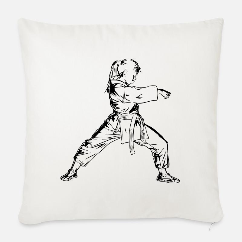 Karate Mädchen - Sofakissen mit Füllung 45 x 45 cm - Naturweiß 