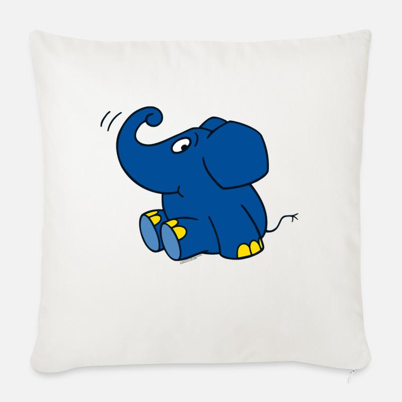 Der Elefant - sitzend - Sofakissen mit Füllung 45 x 45 cm - Naturweiß 