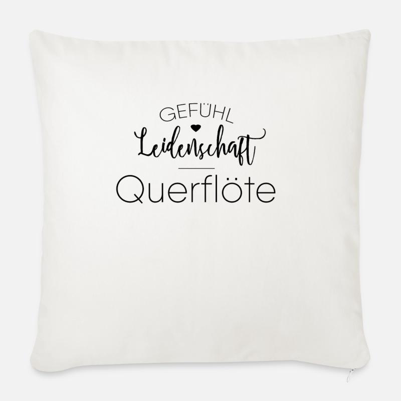 Querflöte Instrument Geschenk - Sofakissen mit Füllung 45 x 45 cm - Naturweiß 