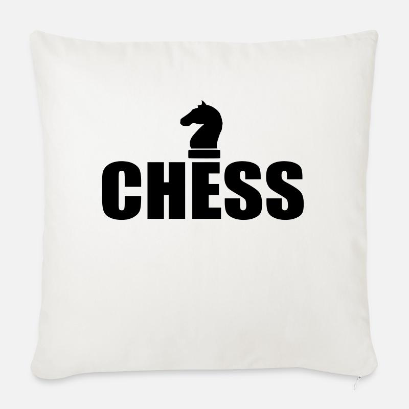échecs - Coussin et housse de 45 x 45 cm - blanc nature