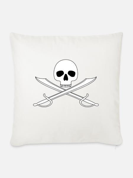 Piraten Flagge Jolly Roger - Sofakissen mit Füllung 45 x 45 cm - Naturweiß 