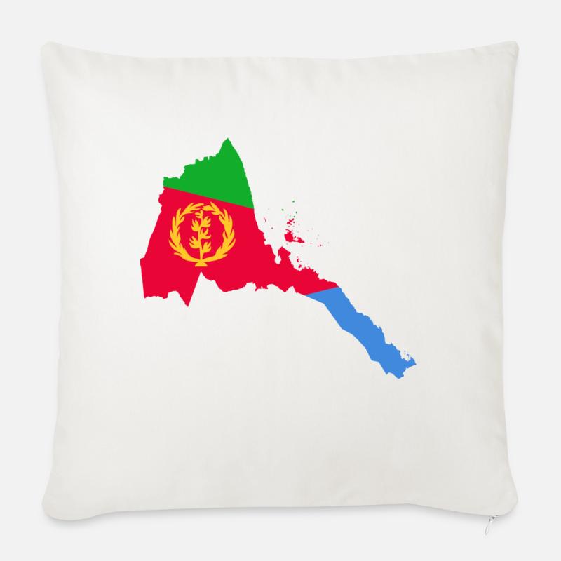 Drapeau Erythrée - Coussin et housse de 45 x 45 cm - blanc nature