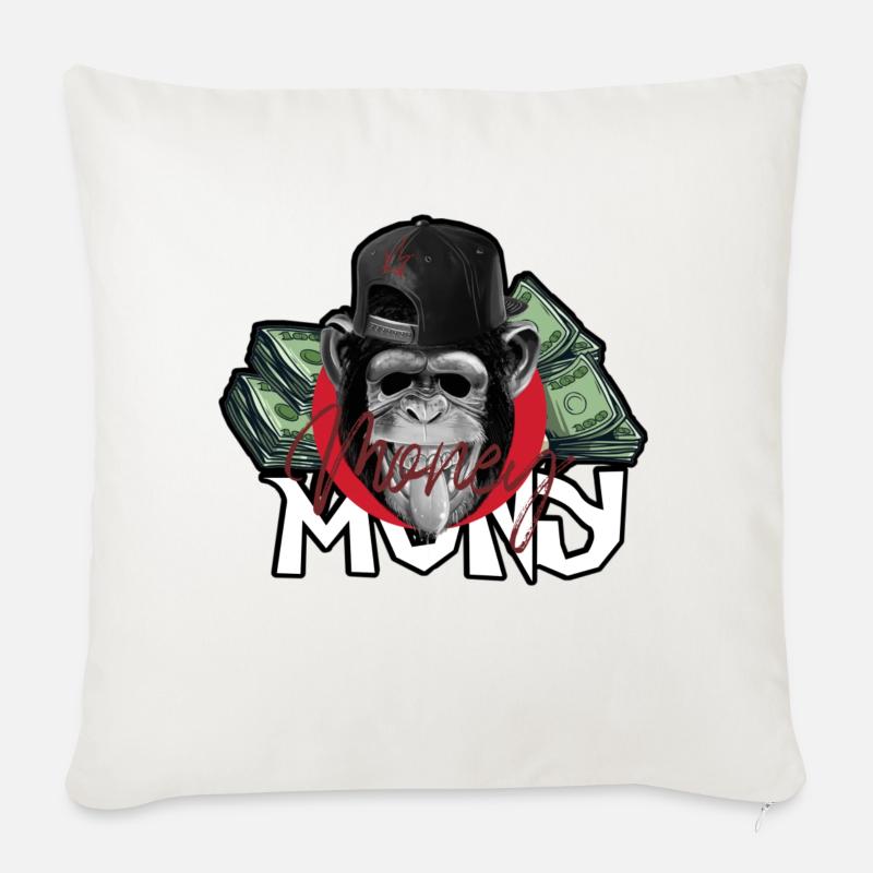 Monkey Mony - Coussin et housse de 45 x 45 cm - blanc nature