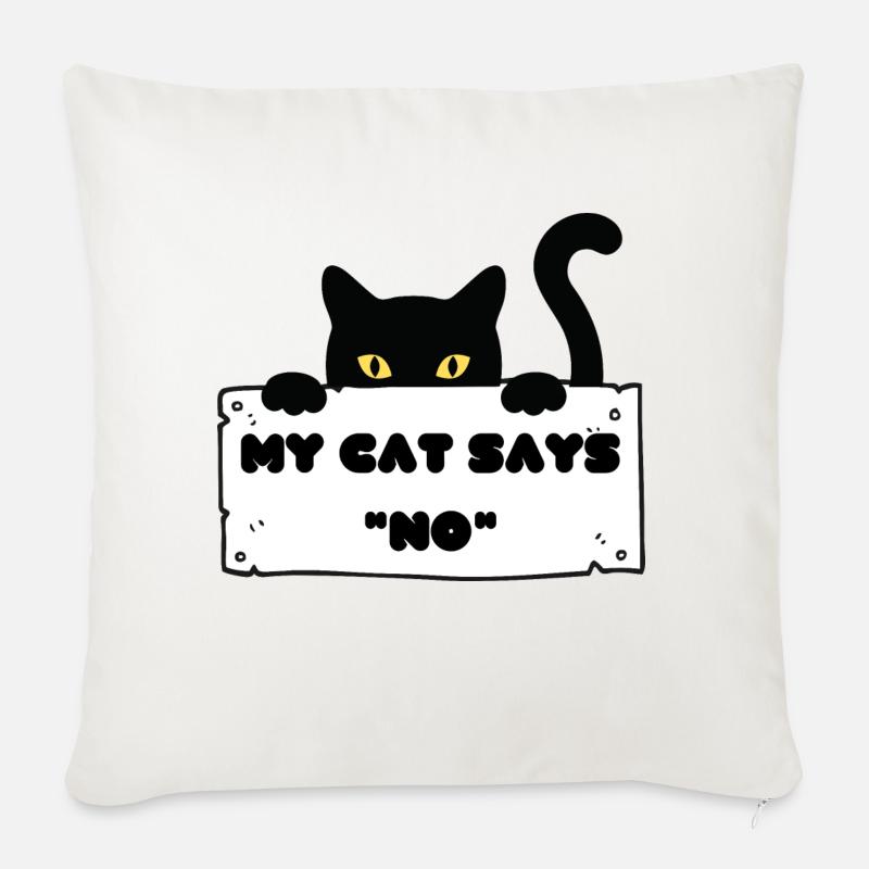 Mon chat dit non - Coussin et housse de 45 x 45 cm - blanc nature