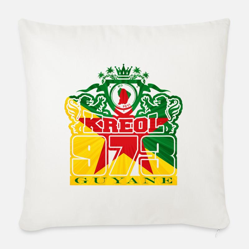 973 Kreol Guyane Drapeau - Coussin et housse de 45 x 45 cm - blanc nature