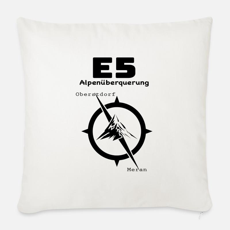 E5 Alpenüberquerung - Sofakissen mit Füllung 45 x 45 cm - Naturweiß 