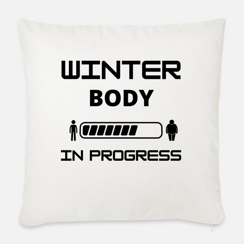 Body winter in progress - Coussin et housse de 45 x 45 cm - blanc nature