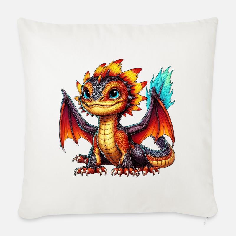 Drache - Sofakissen mit Füllung 45 x 45 cm - Naturweiß 