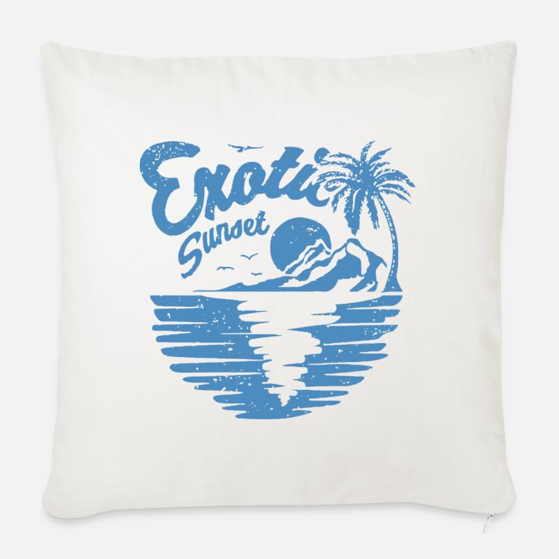 Exotic Sunset Palm Design - Sofa pillow with filling 45cm x 45cm - natural white