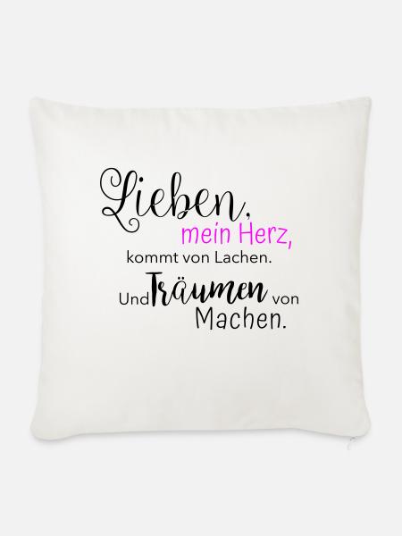 Lieben kommt von Lachen - Sofakissen mit Füllung 45 x 45 cm - Naturweiß