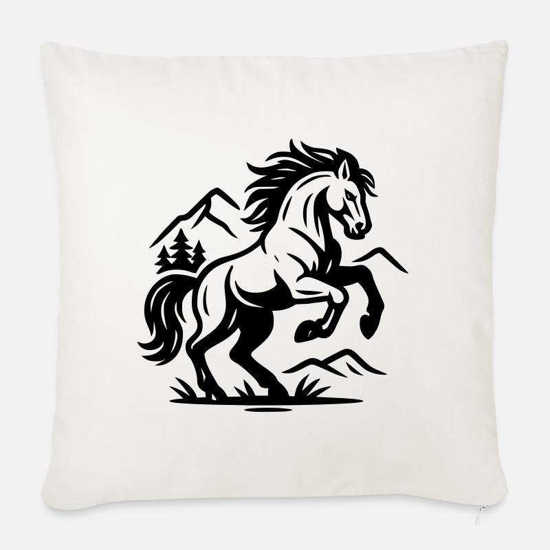 Pferd - Sofakissen mit Füllung 45 x 45 cm - Naturweiß 