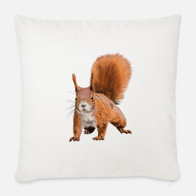 Fabelhafter Eichhörnchen Druck - Sofakissen mit Füllung 45 x 45 cm - Naturweiß 