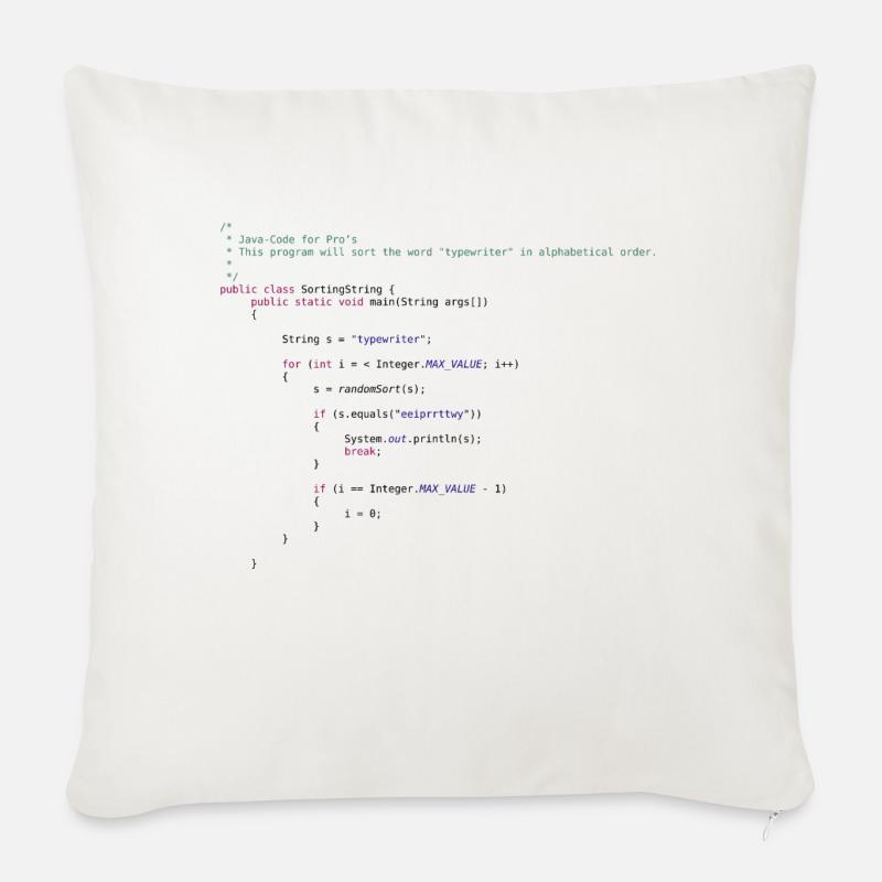 lustiger Java Code zum Sortieren - Sofakissen mit Füllung 45 x 45 cm - Naturweiß 